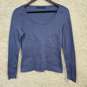 Peruvian Connection‎ Top Women's Small Blue Pima Cotton Scoop Neck Knit